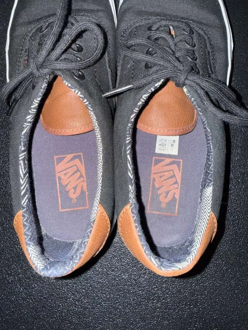 Vans Era‎ C&L Black Canvas Leather Heel Sneakers Men's Size 8.0
